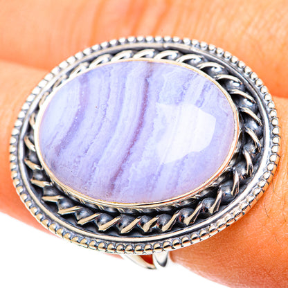 Blue Lace Agate Rings handcrafted by Ana Silver Co - RING107584