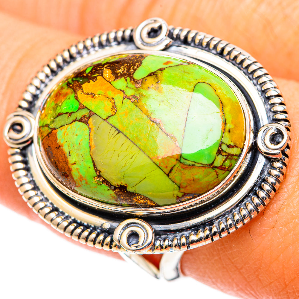 Green Copper Composite Turquoise Rings handcrafted by Ana Silver Co - RING107603