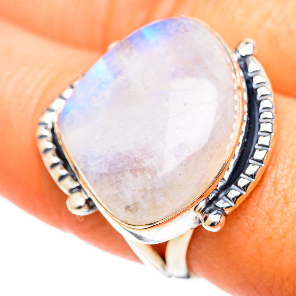 Rainbow Moonstone Rings handcrafted by Ana Silver Co - RING107631