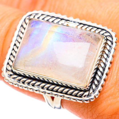 Rainbow Moonstone Rings handcrafted by Ana Silver Co - RING107633