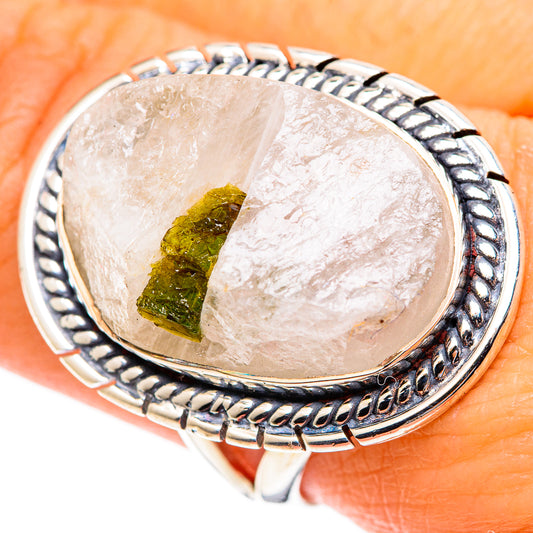 Green Tourmaline in Quartz Rings handcrafted by Ana Silver Co - RING107634