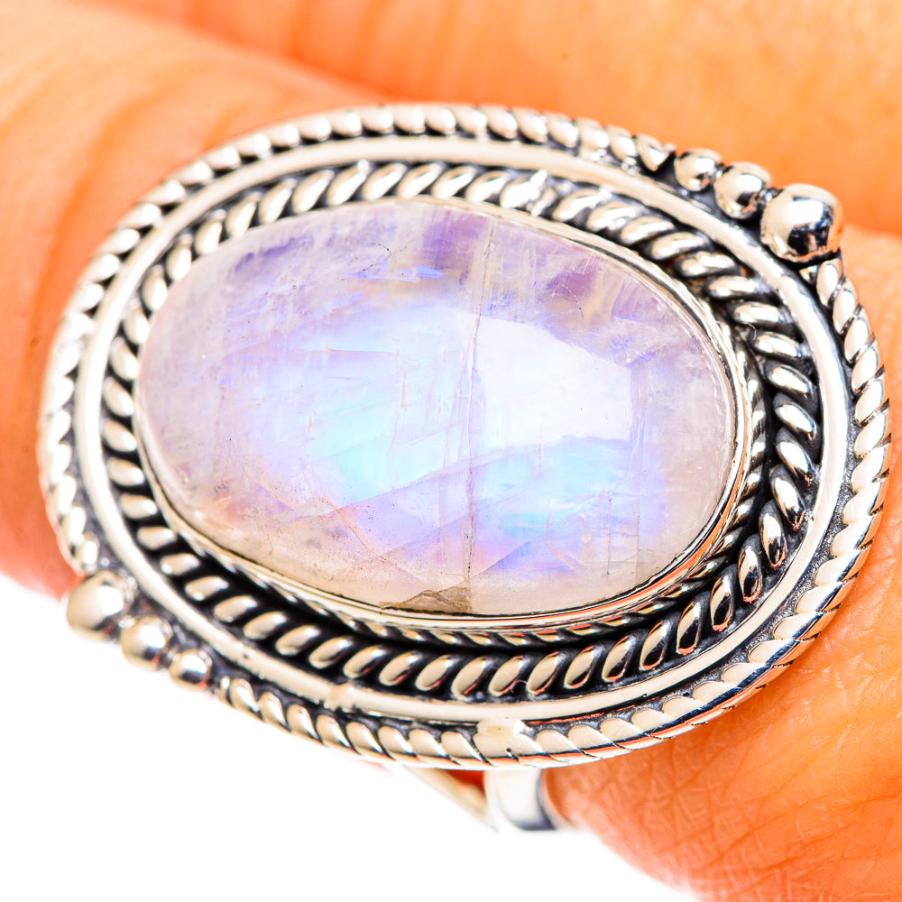 Rainbow Moonstone Rings handcrafted by Ana Silver Co - RING107635
