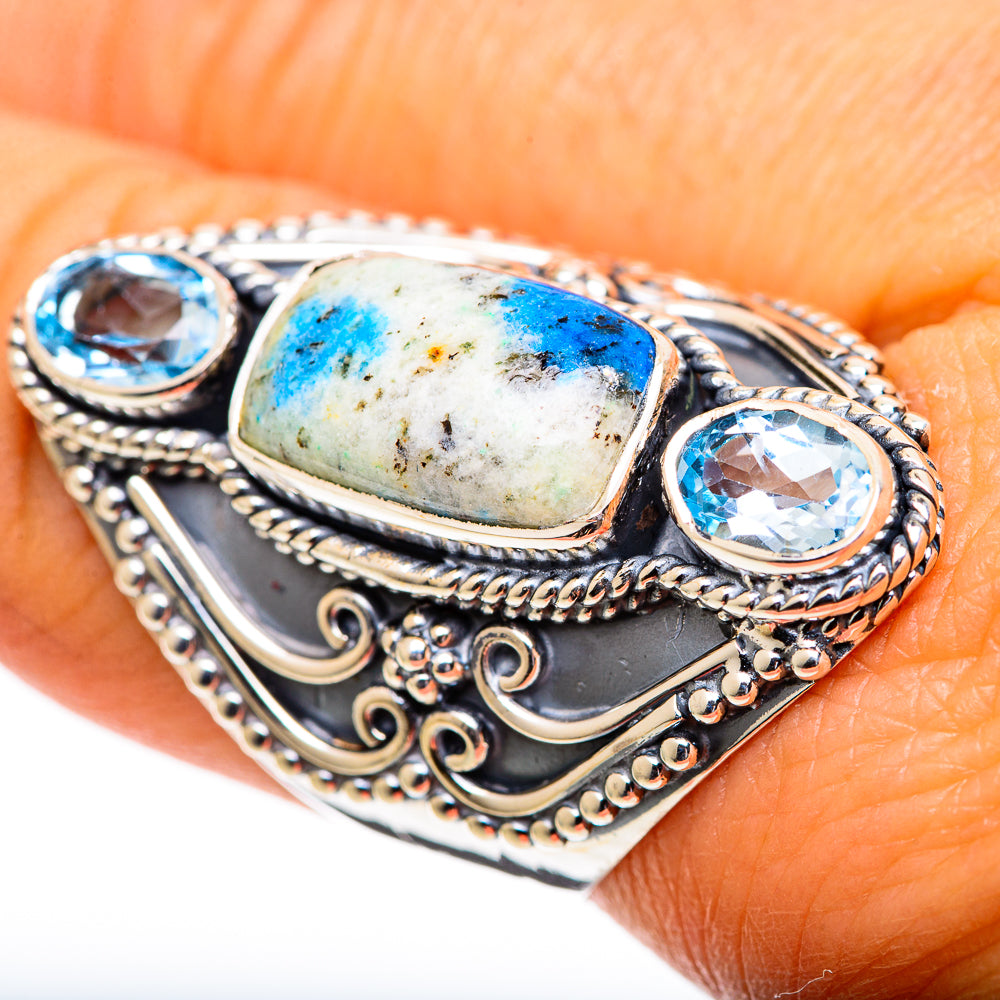 K2 Blue Azurite Rings handcrafted by Ana Silver Co - RING107640
