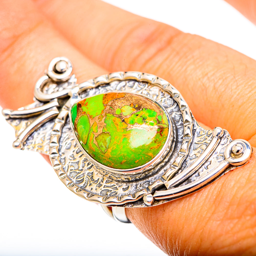 Green Copper Composite Turquoise Rings handcrafted by Ana Silver Co - RING107658