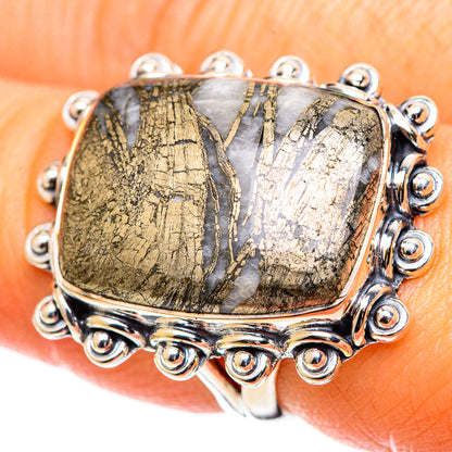Pyrite Agate Rings handcrafted by Ana Silver Co - RING107674