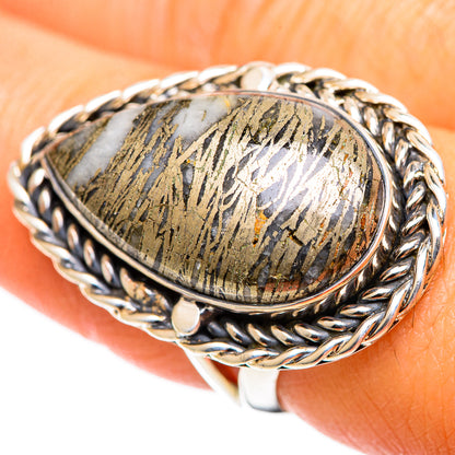 Pyrite Agate Rings handcrafted by Ana Silver Co - RING107675