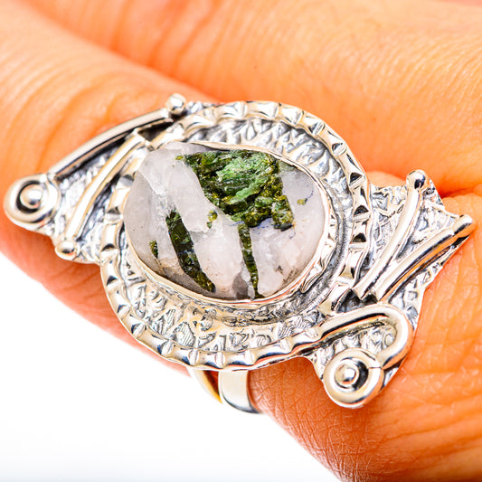 Green Tourmaline in Quartz Rings handcrafted by Ana Silver Co - RING107693