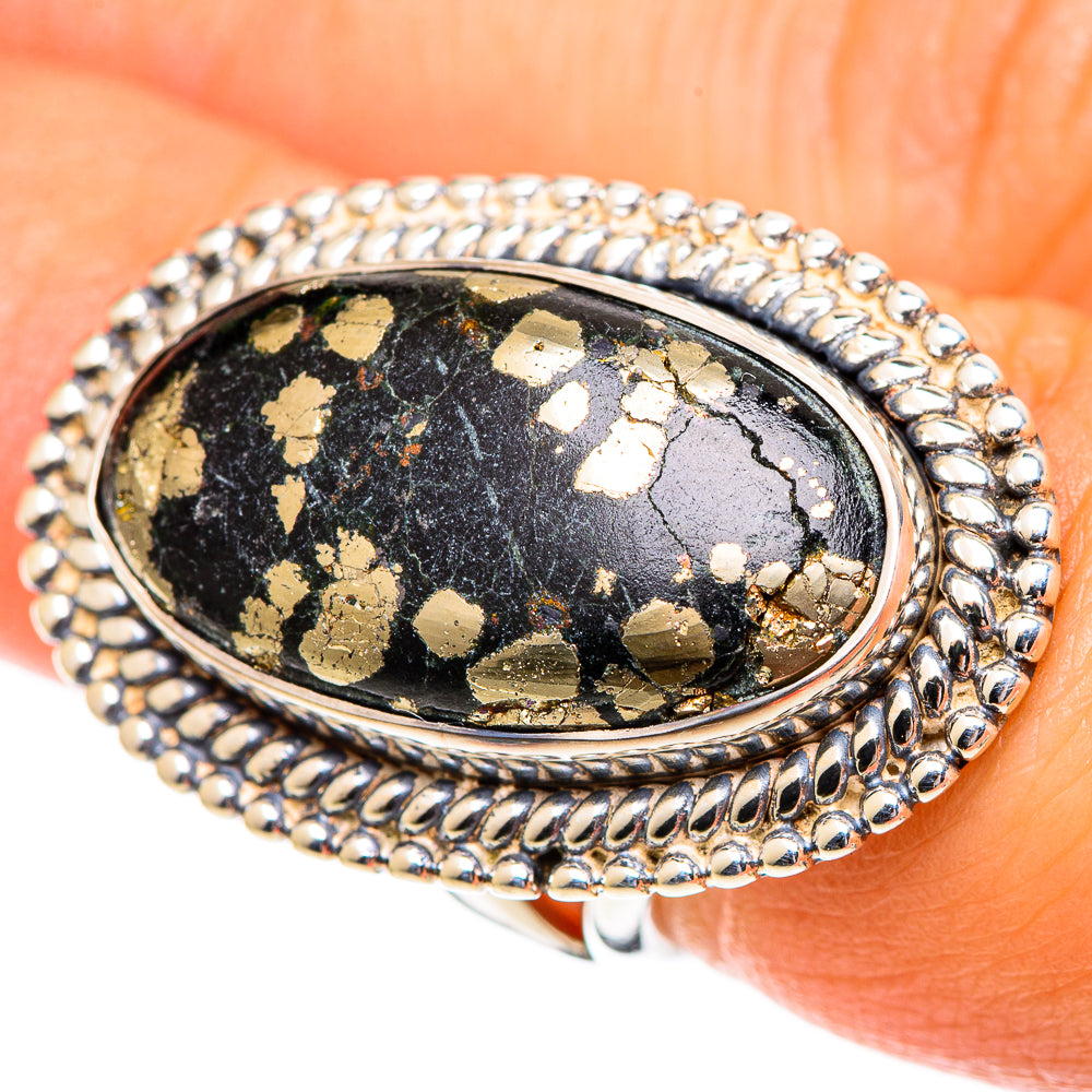 Pyrite Agate Rings handcrafted by Ana Silver Co - RING107712