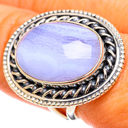 Blue Lace Agate Rings handcrafted by Ana Silver Co - RING107714