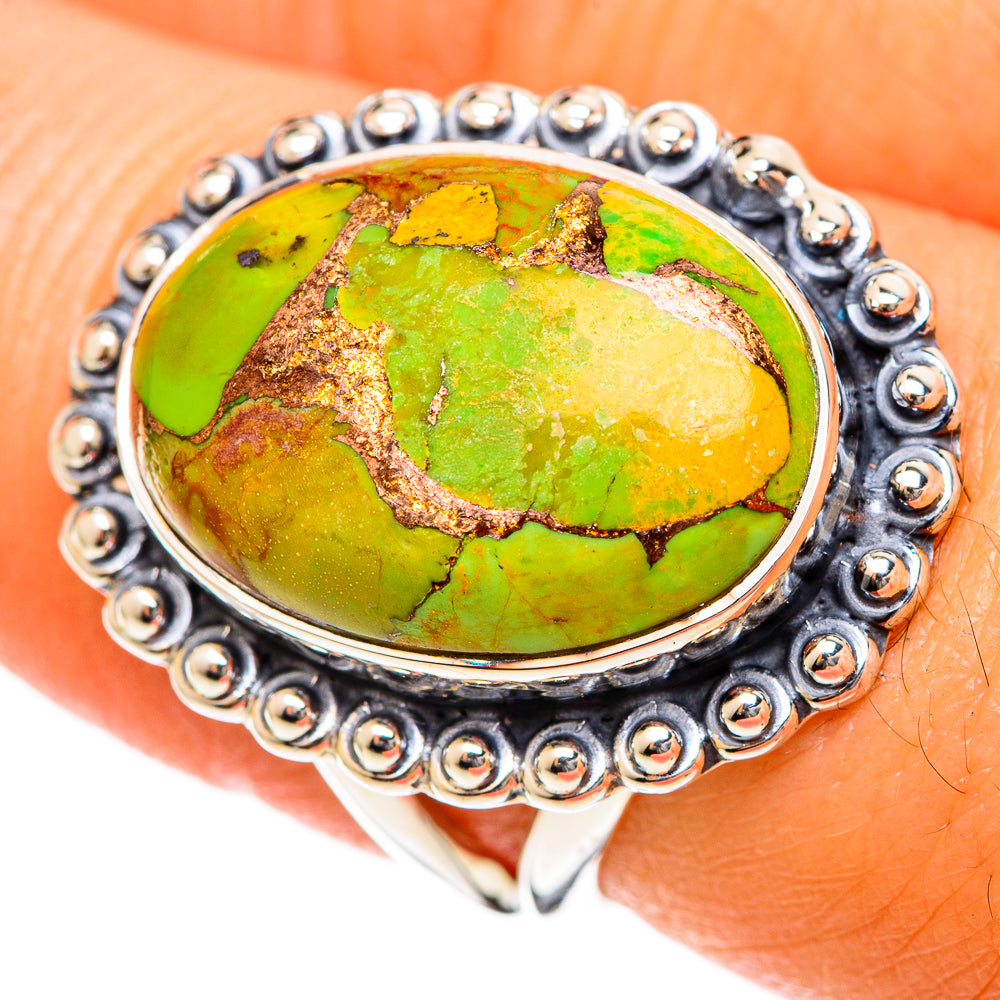 Green Copper Composite Turquoise Rings handcrafted by Ana Silver Co - RING107736
