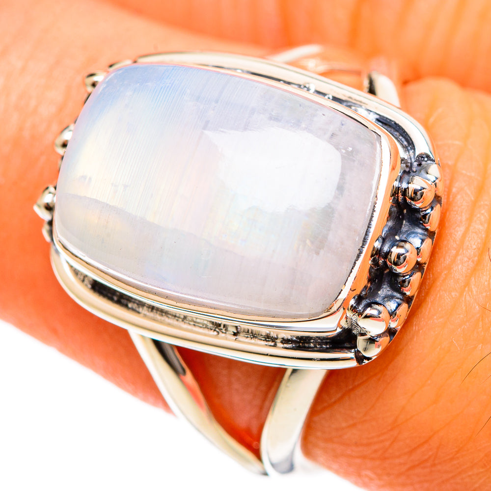 Rainbow Moonstone Rings handcrafted by Ana Silver Co - RING107754