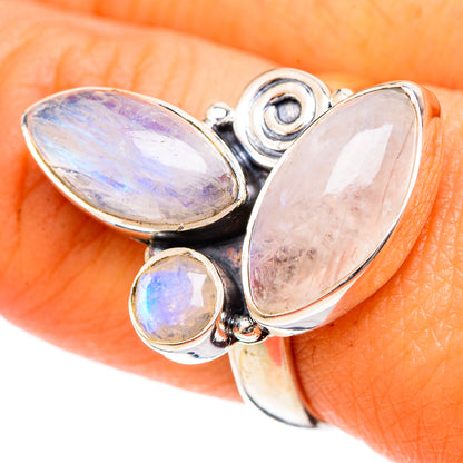 Rainbow Moonstone Rings handcrafted by Ana Silver Co - RING107755