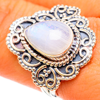Rainbow Moonstone Rings handcrafted by Ana Silver Co - RING107757