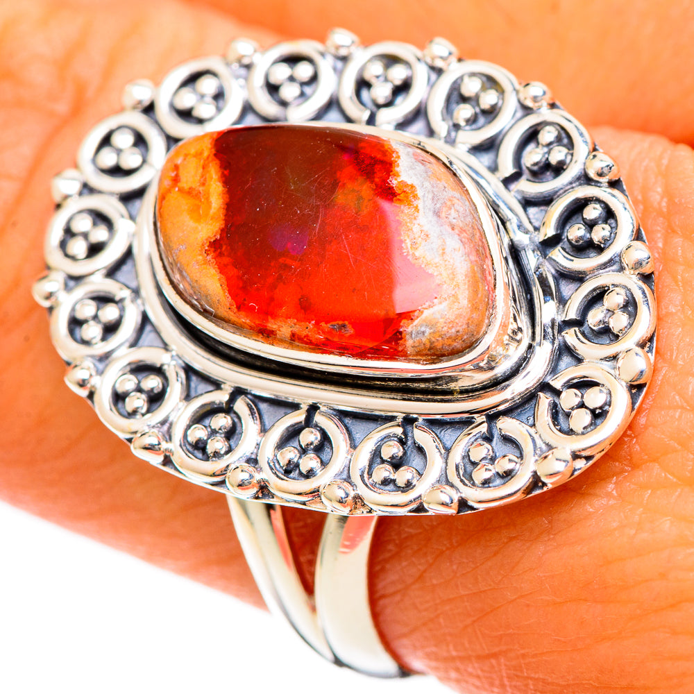 Mexican Fire Opal Rings handcrafted by Ana Silver Co - RING107760