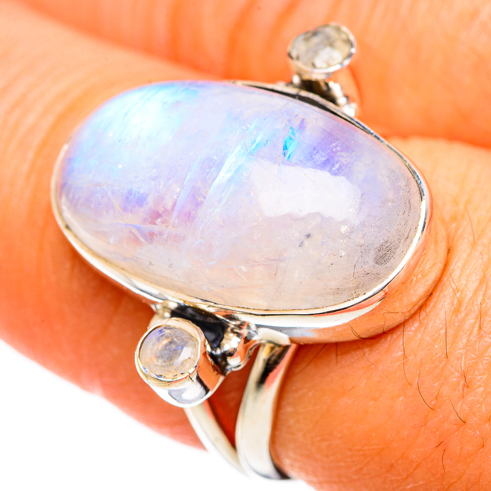 Rainbow Moonstone Rings handcrafted by Ana Silver Co - RING107790