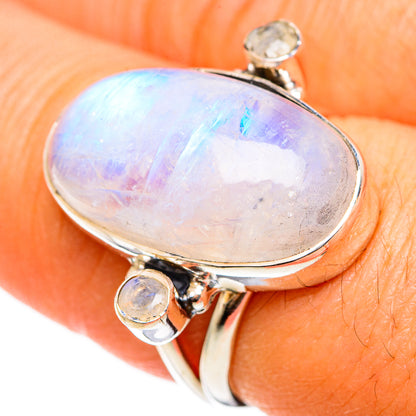 Rainbow Moonstone Rings handcrafted by Ana Silver Co - RING107790