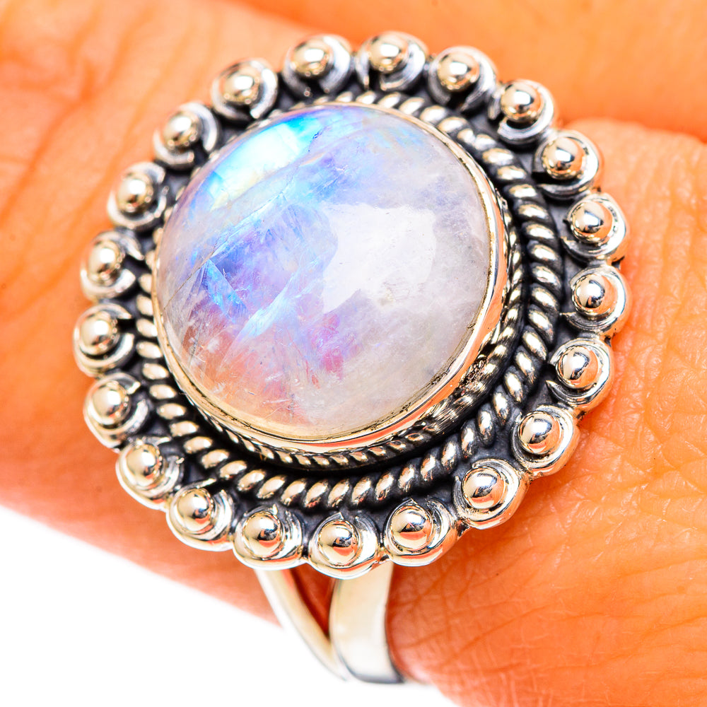 Rainbow Moonstone Rings handcrafted by Ana Silver Co - RING107791