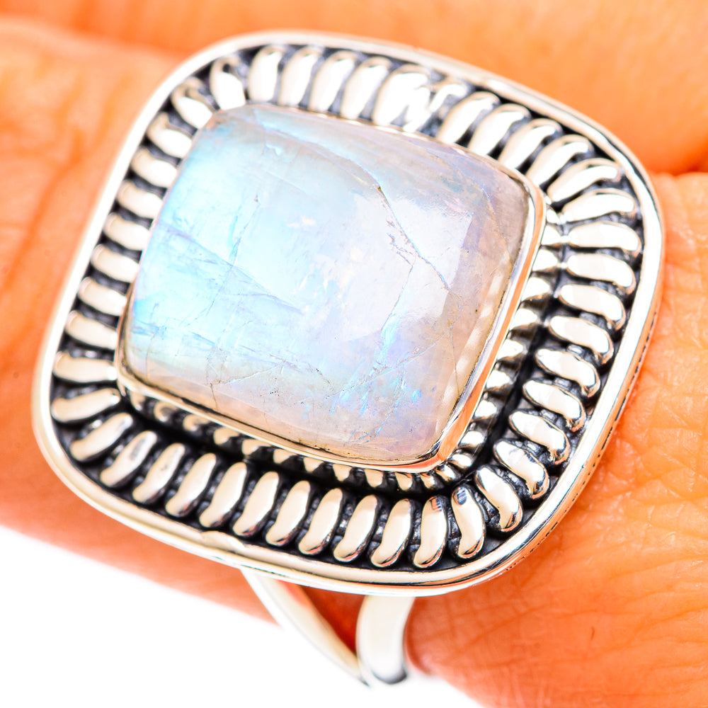 Rainbow Moonstone Rings handcrafted by Ana Silver Co - RING107792