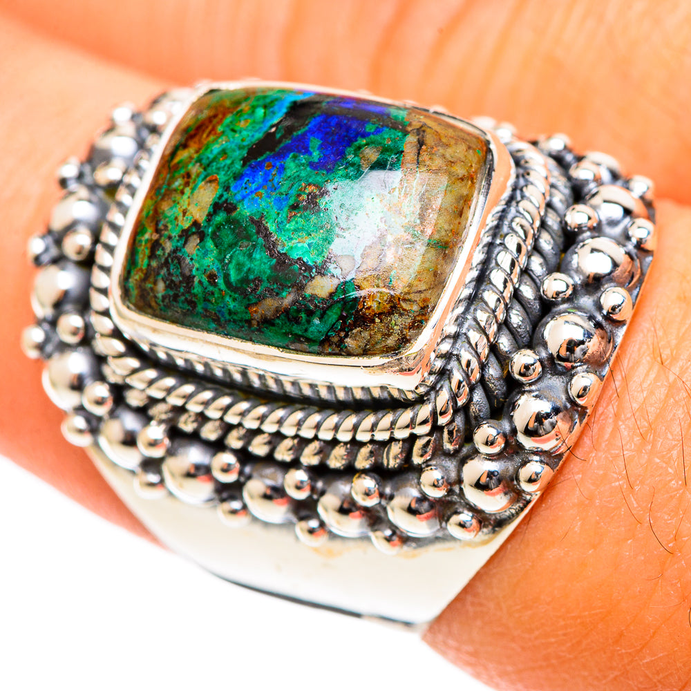 Azurite Malachite Rings handcrafted by Ana Silver Co - RING107794