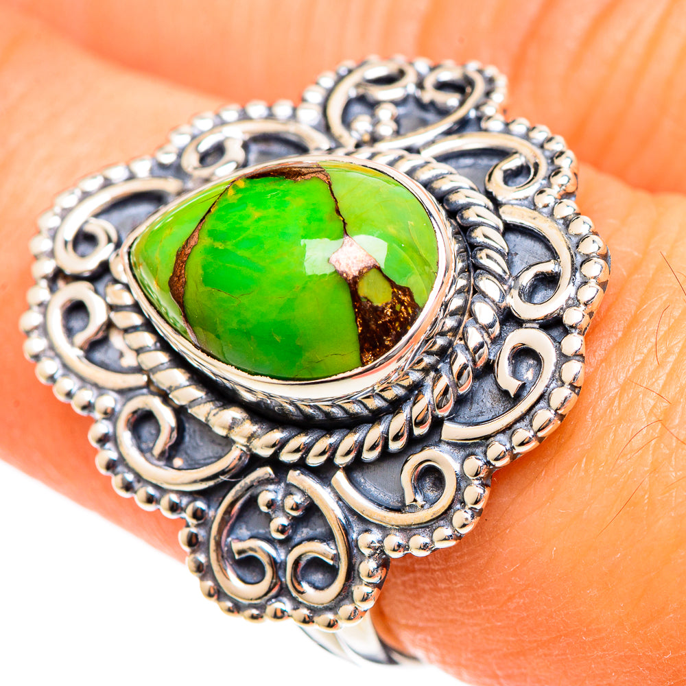 Green Copper Composite Turquoise Rings handcrafted by Ana Silver Co - RING107811
