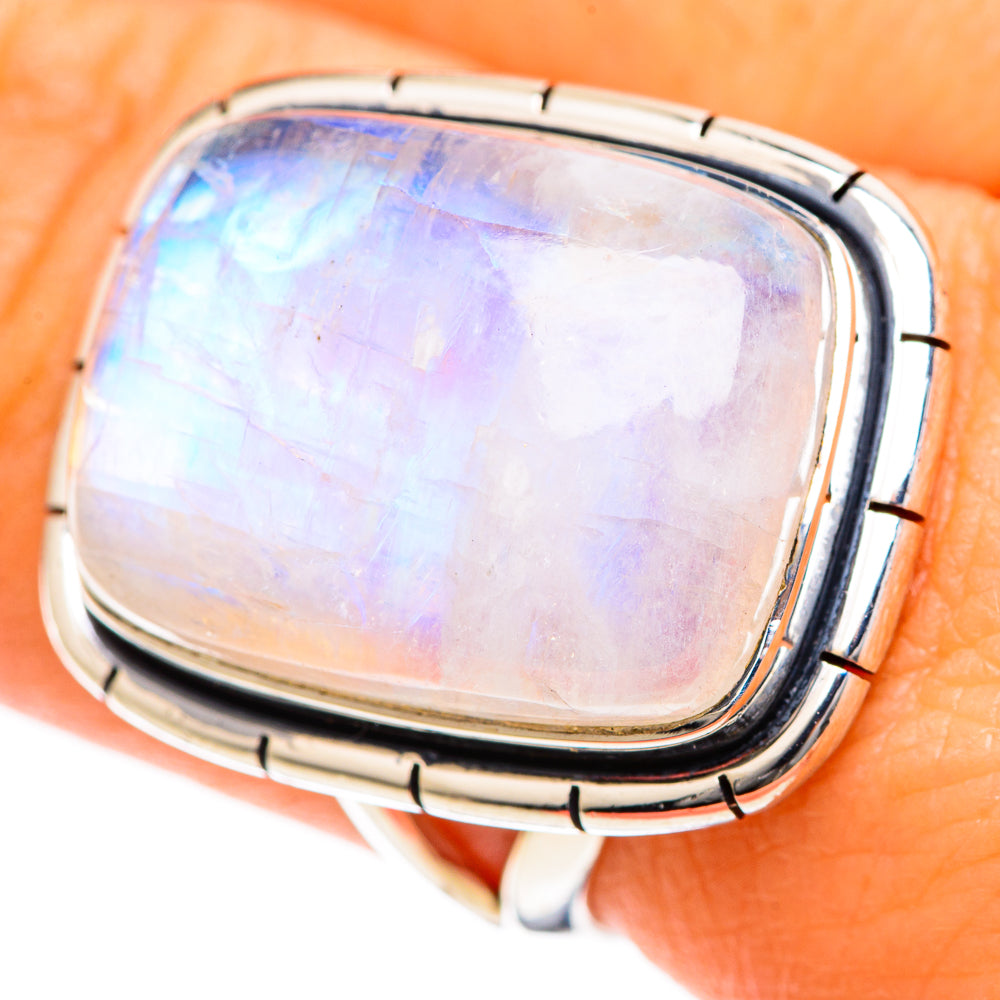 Rainbow Moonstone Rings handcrafted by Ana Silver Co - RING107827