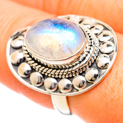 Rainbow Moonstone Rings handcrafted by Ana Silver Co - RING107828