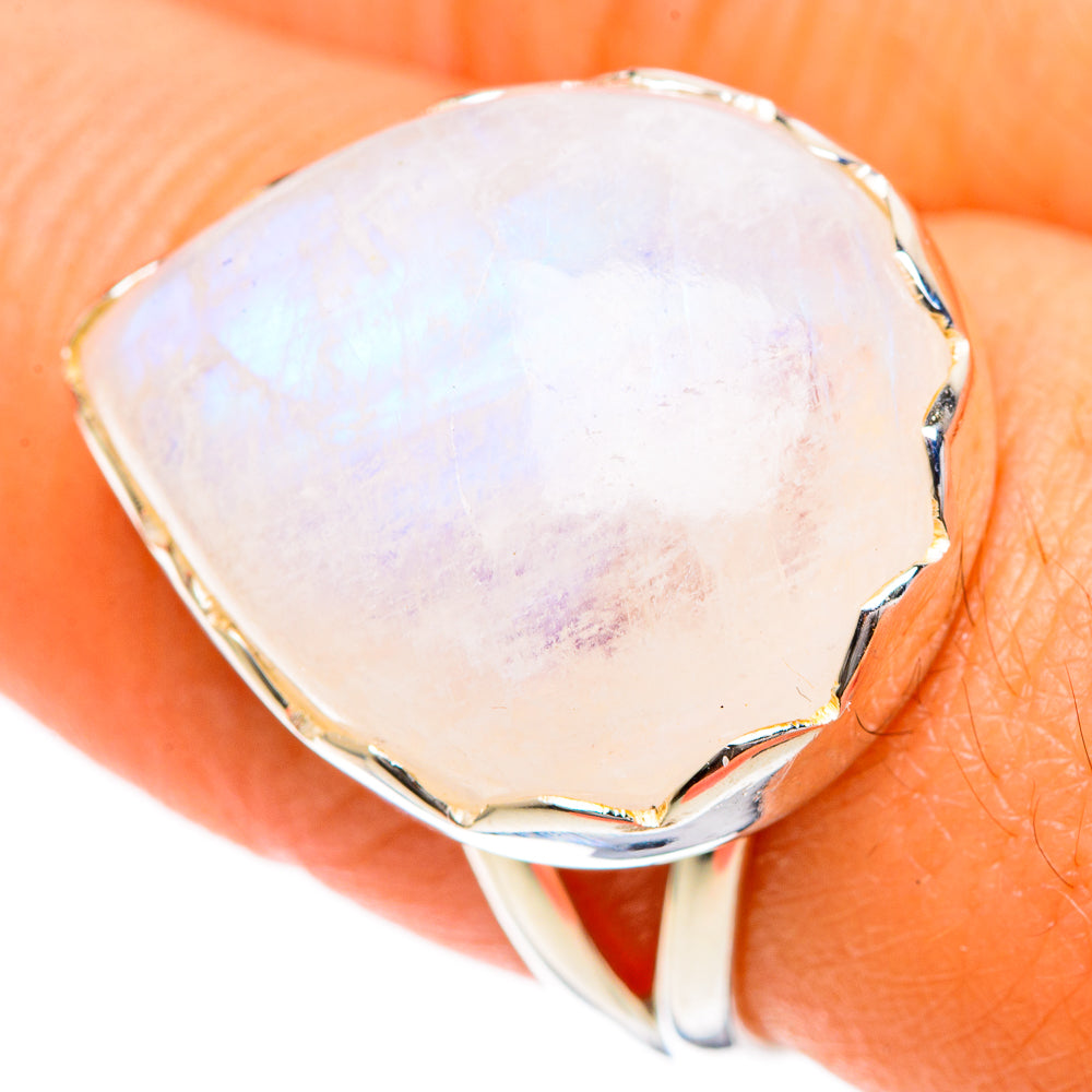 Rainbow Moonstone Rings handcrafted by Ana Silver Co - RING107830