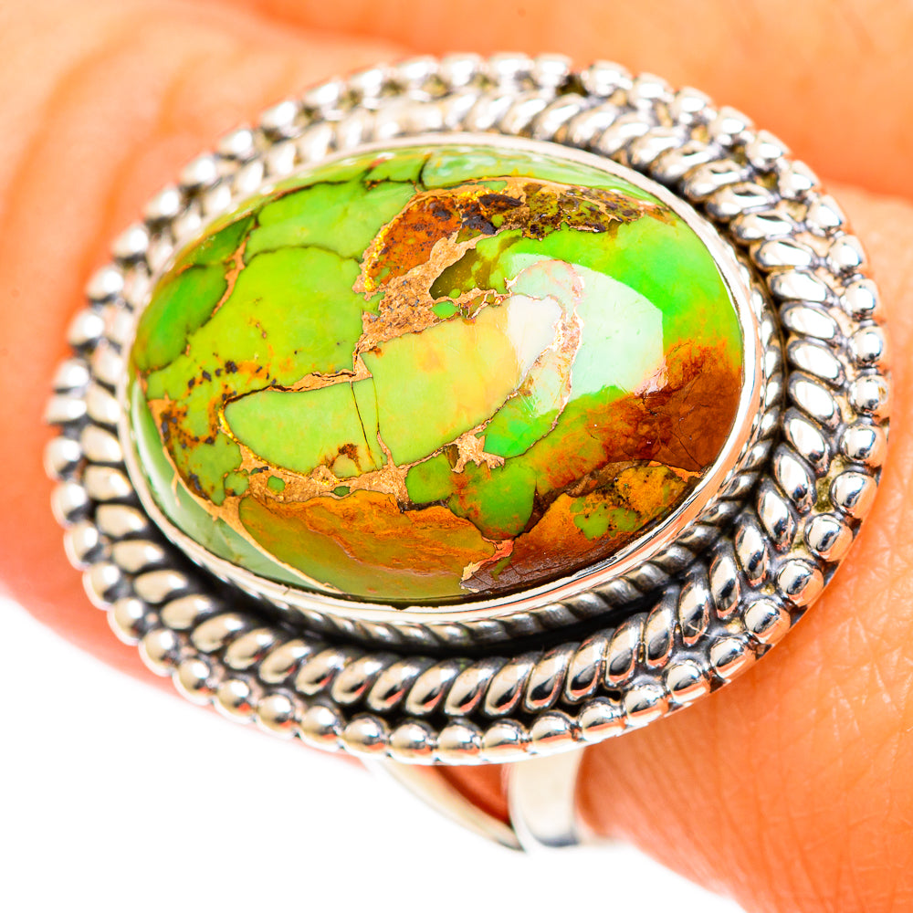Green Copper Composite Turquoise Rings handcrafted by Ana Silver Co - RING107844
