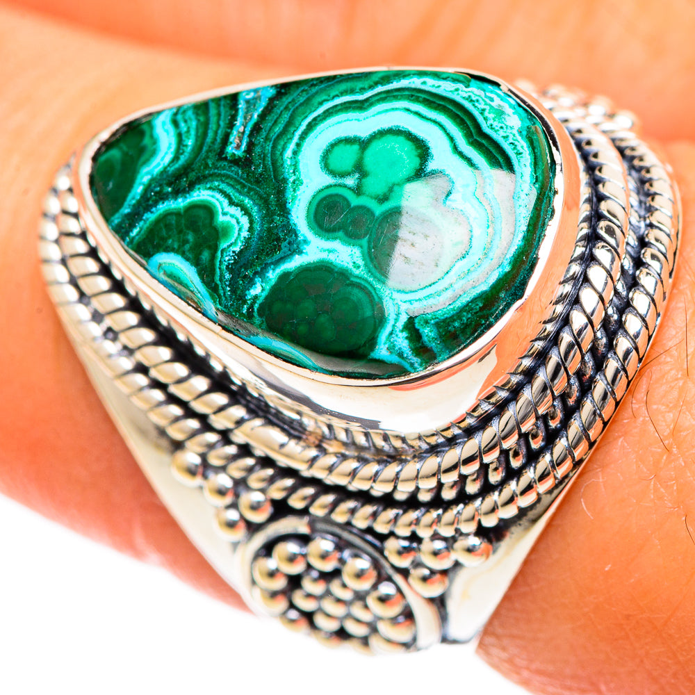 Malachite In Chrysocolla Rings handcrafted by Ana Silver Co - RING107845