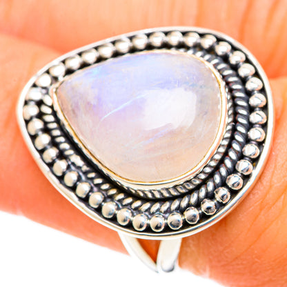 Rainbow Moonstone Rings handcrafted by Ana Silver Co - RING107858