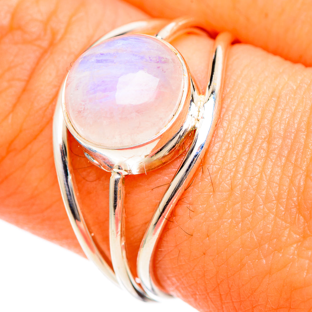 Rainbow Moonstone Rings handcrafted by Ana Silver Co - RING107859