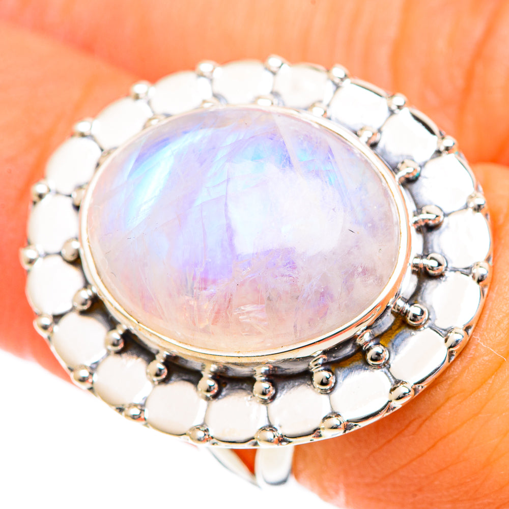 Rainbow Moonstone Rings handcrafted by Ana Silver Co - RING107860
