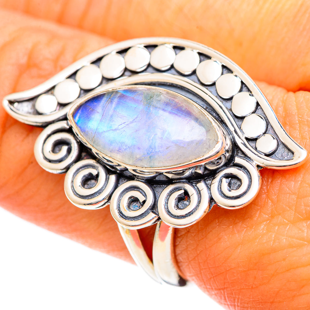 Rainbow Moonstone Rings handcrafted by Ana Silver Co - RING107861
