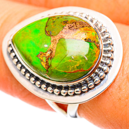 Green Copper Composite Turquoise Rings handcrafted by Ana Silver Co - RING107873