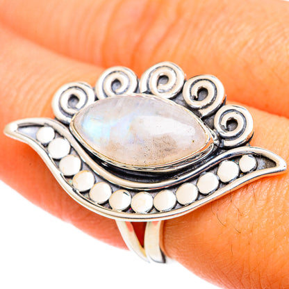 Rainbow Moonstone Rings handcrafted by Ana Silver Co - RING107892