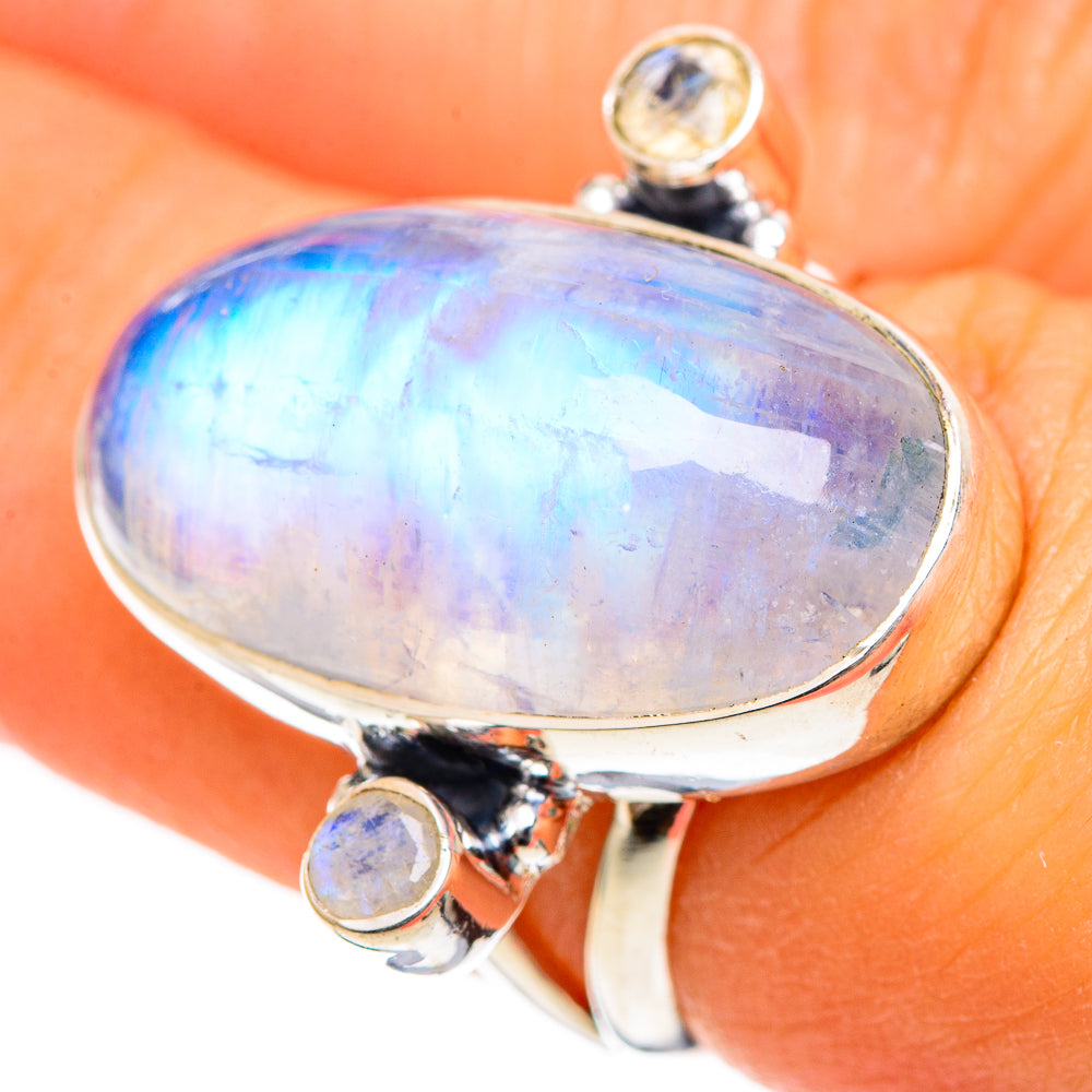Rainbow Moonstone Rings handcrafted by Ana Silver Co - RING107894