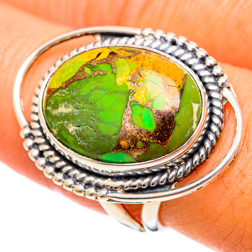 Green Copper Composite Turquoise Rings handcrafted by Ana Silver Co - RING107908