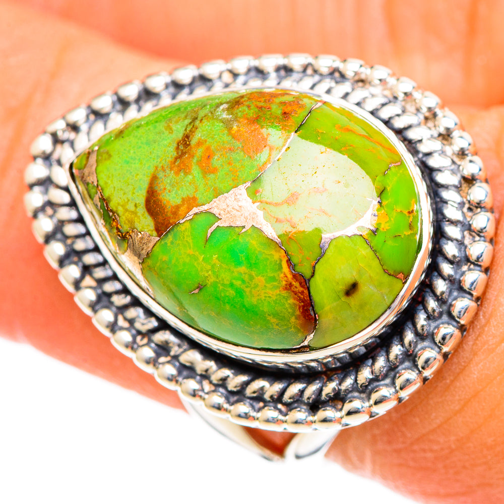 Green Copper Composite Turquoise Rings handcrafted by Ana Silver Co - RING107910