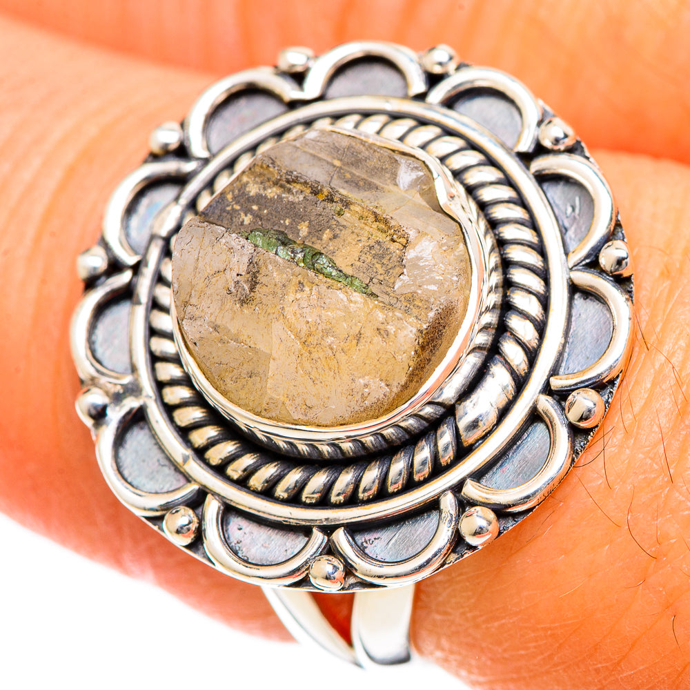 Green Tourmaline In Quartz Rings handcrafted by Ana Silver Co - RING107924