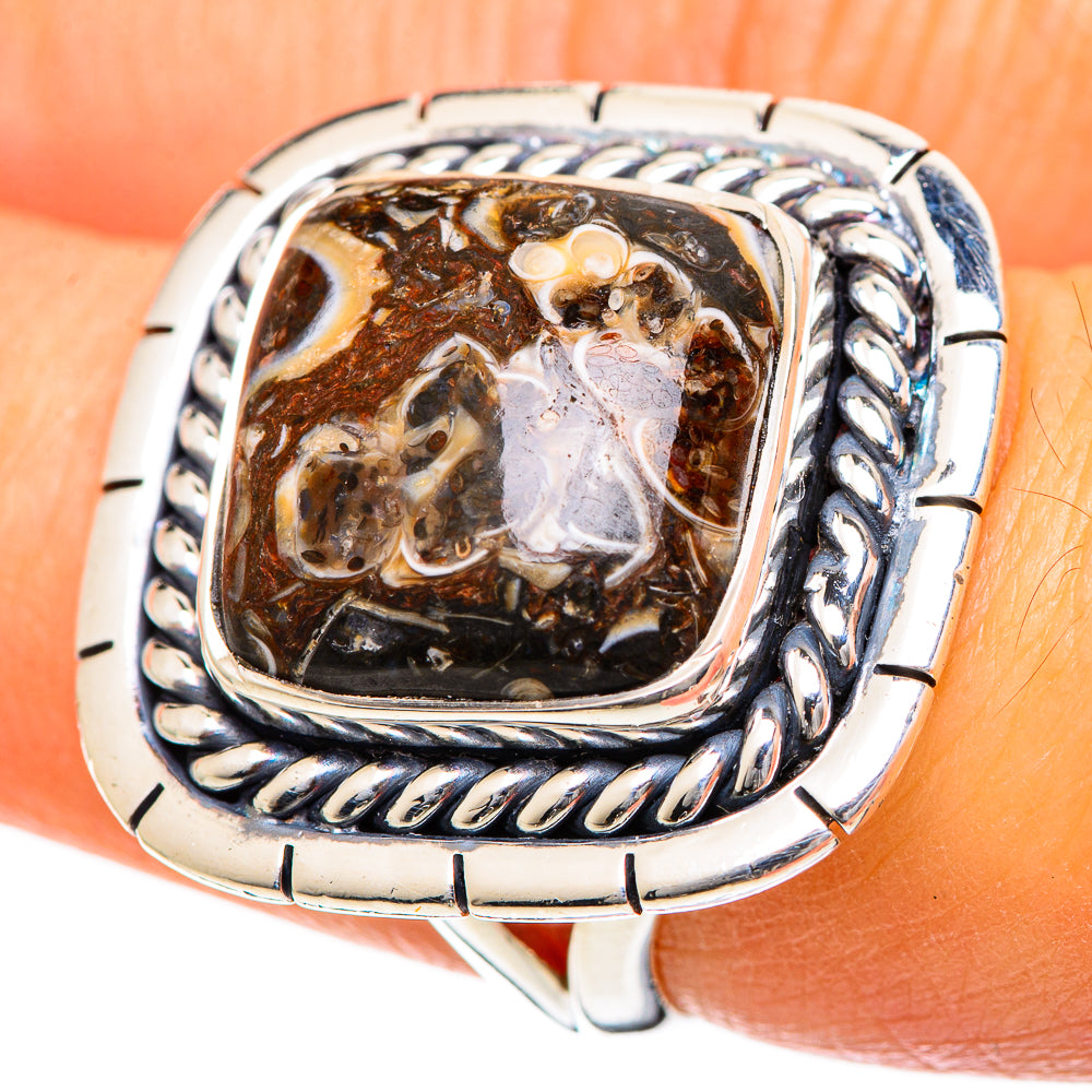 Turritella Agate Rings handcrafted by Ana Silver Co - RING107954