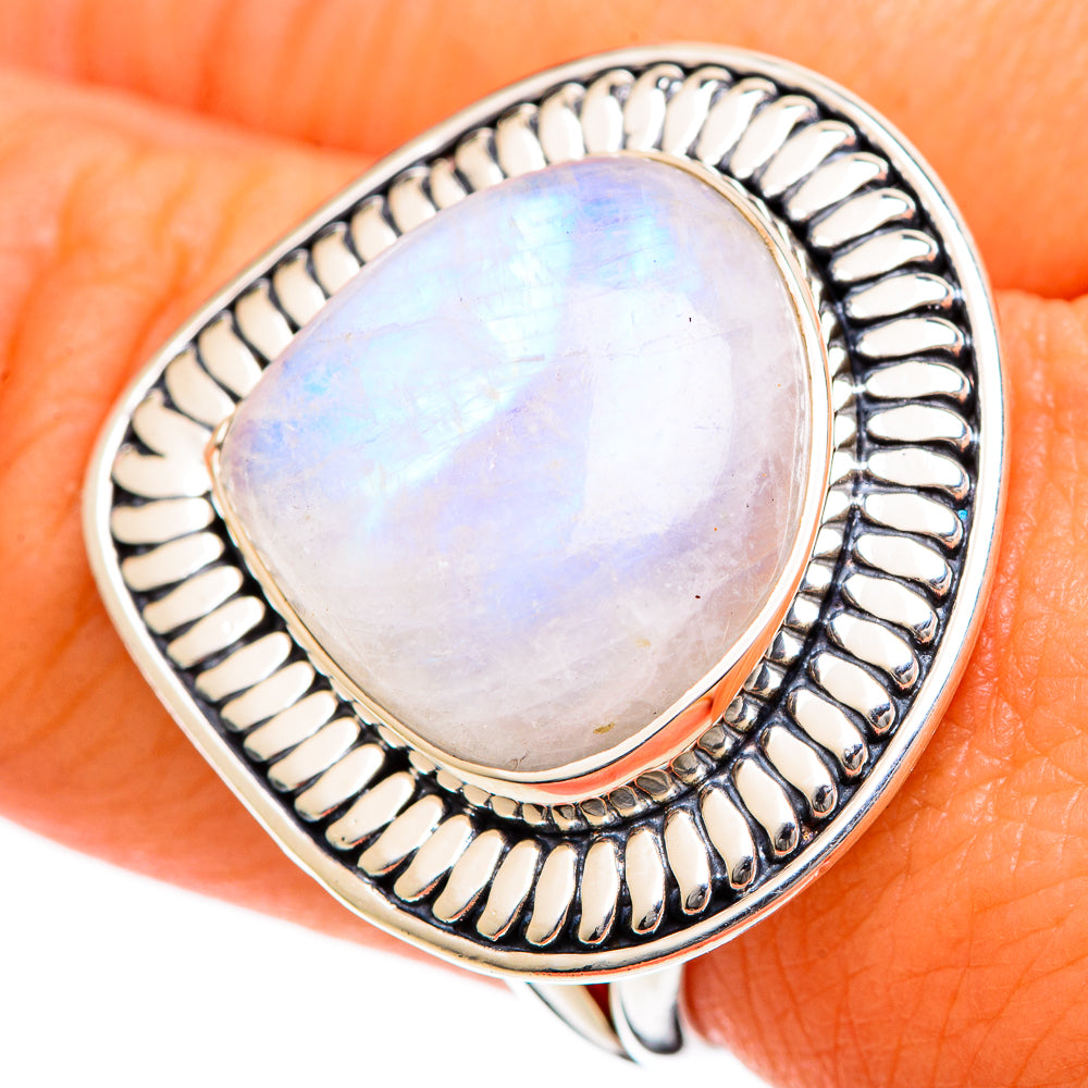 Rainbow Moonstone Rings handcrafted by Ana Silver Co - RING107966