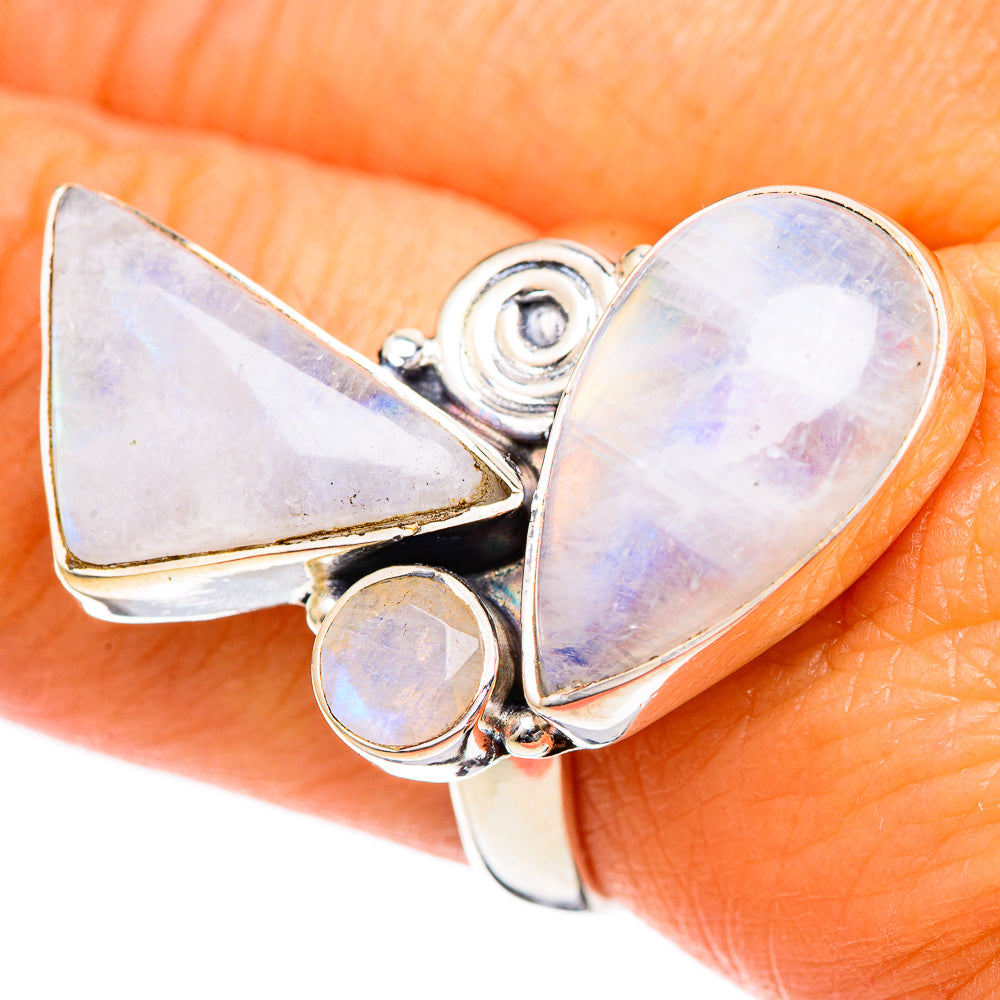 Rainbow Moonstone Rings handcrafted by Ana Silver Co - RING107970