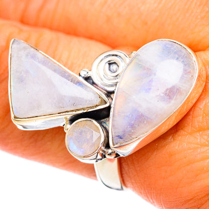 Rainbow Moonstone Rings handcrafted by Ana Silver Co - RING107970
