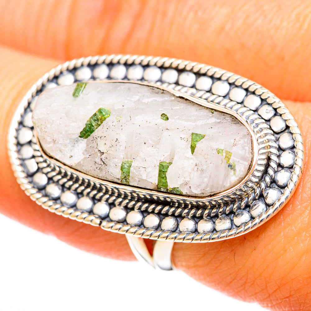 Green Tourmaline In Quartz Rings handcrafted by Ana Silver Co - RING107981