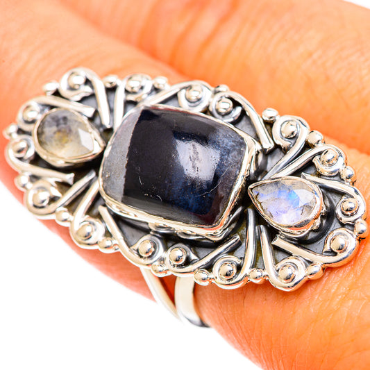 Black Agate Rings handcrafted by Ana Silver Co - RING108001