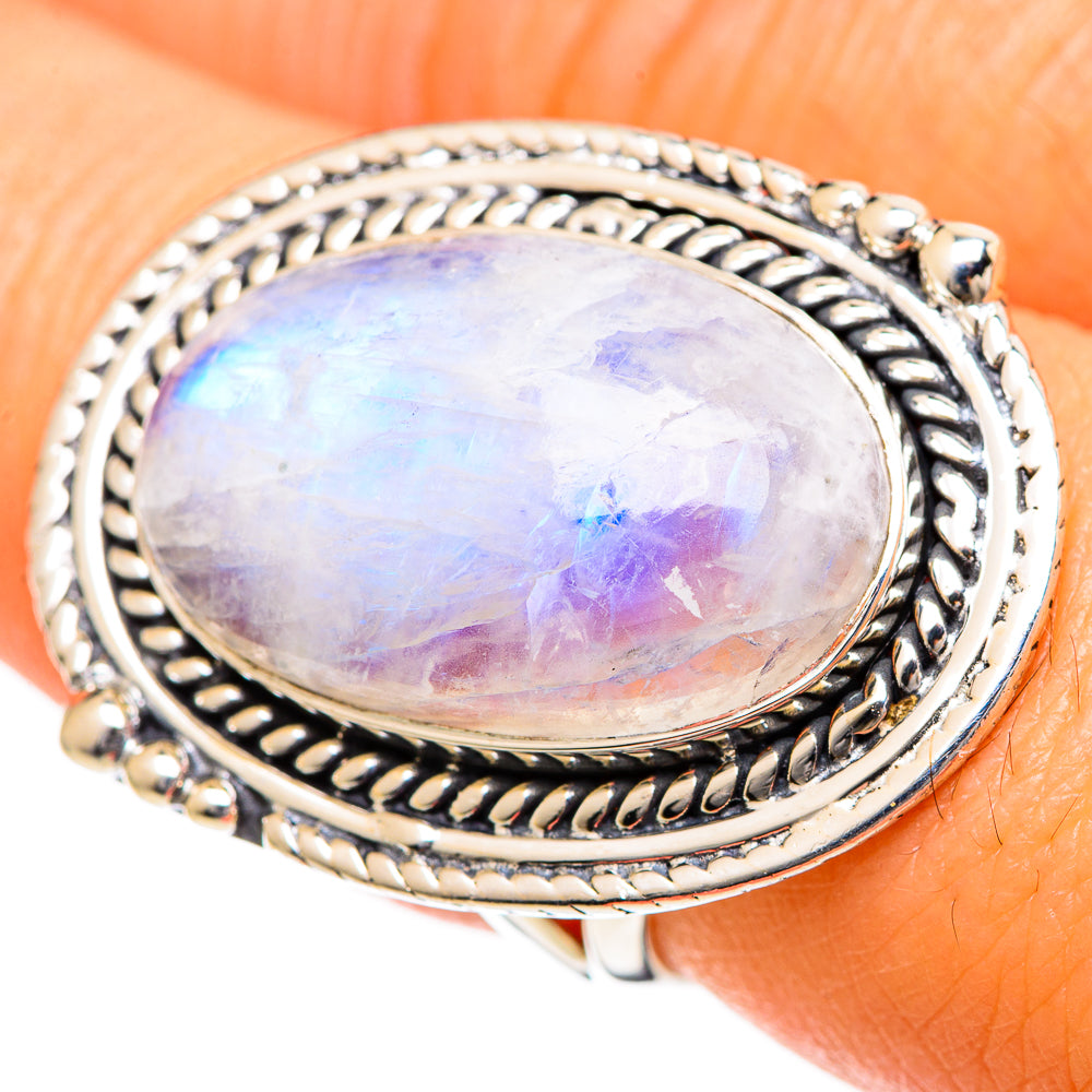 Rainbow Moonstone Rings handcrafted by Ana Silver Co - RING108005