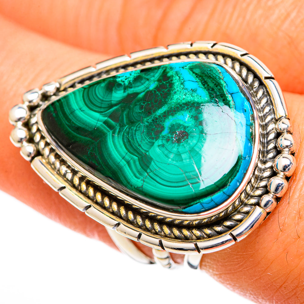 Malachite In Chrysocolla Rings handcrafted by Ana Silver Co - RING108014
