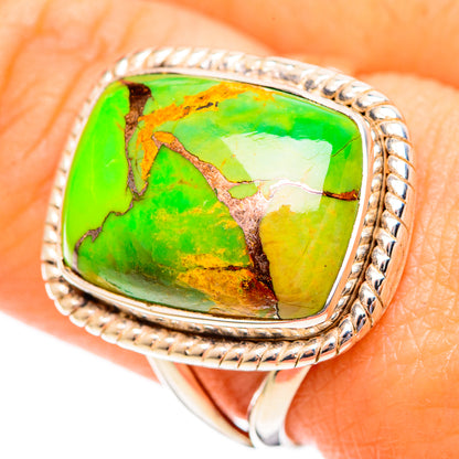 Green Copper Composite Turquoise Rings handcrafted by Ana Silver Co - RING108036