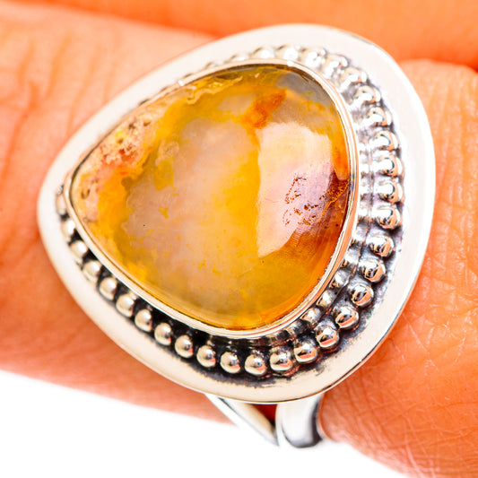 Plume Agate Rings handcrafted by Ana Silver Co - RING108045