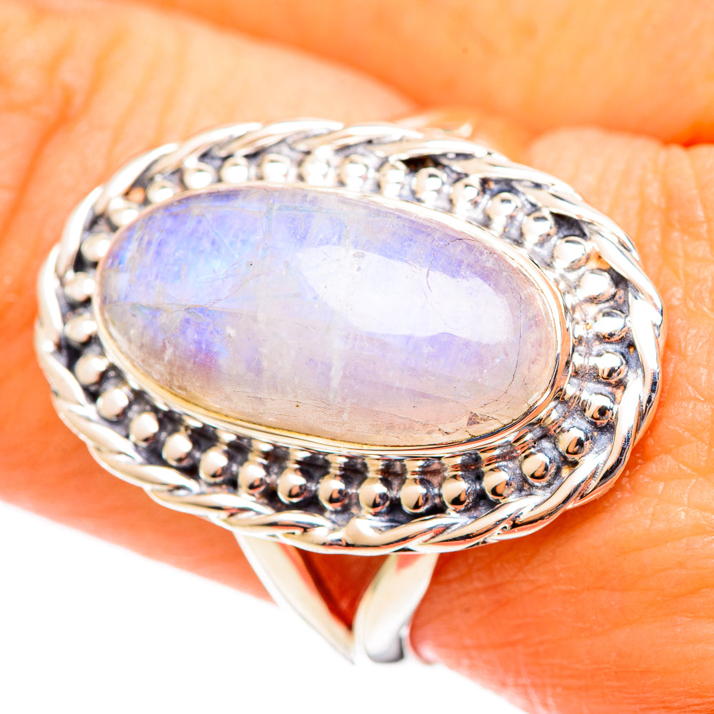 Rainbow Moonstone Rings handcrafted by Ana Silver Co - RING108059